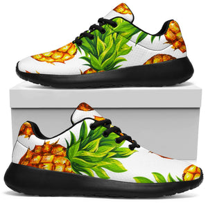 White Summer Pineapple Pattern Print Sport Shoes GearFrost