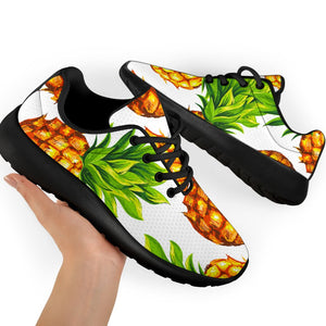 White Summer Pineapple Pattern Print Sport Shoes GearFrost