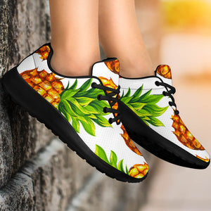 White Summer Pineapple Pattern Print Sport Shoes GearFrost