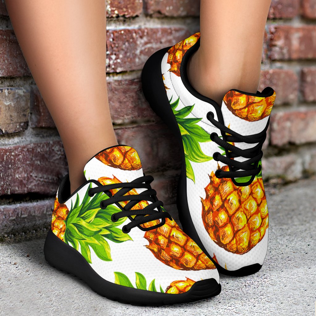 White Summer Pineapple Pattern Print Sport Shoes GearFrost