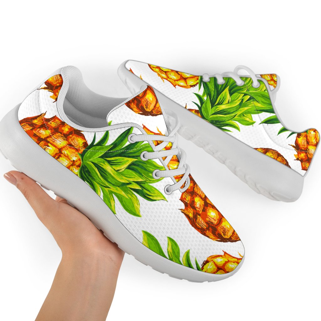 White Summer Pineapple Pattern Print Sport Shoes GearFrost