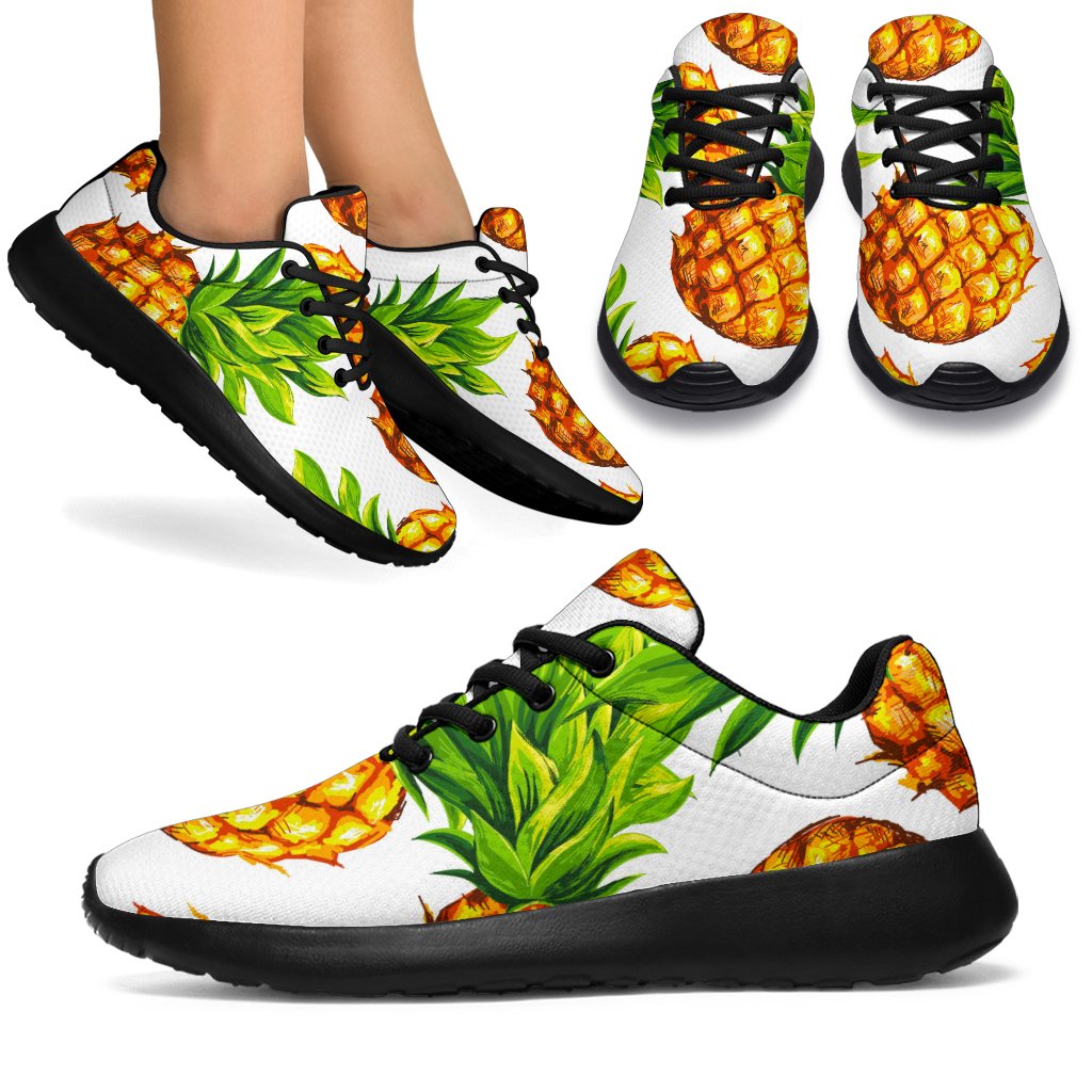 White Summer Pineapple Pattern Print Sport Shoes GearFrost