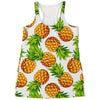 White Summer Pineapple Pattern Print Women's Racerback Tank Top