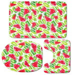 White Summer Watermelon Pattern Print 3 Piece Bath Mat Set