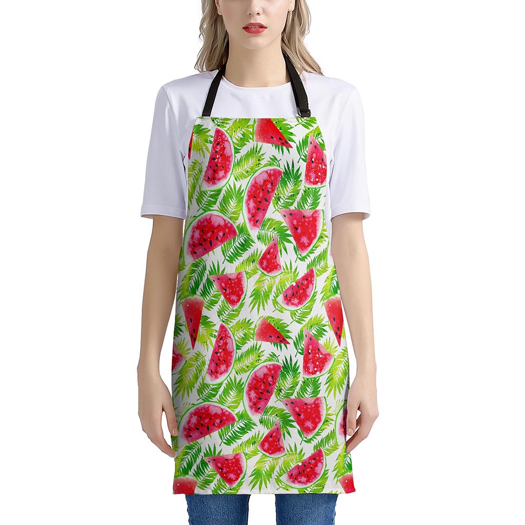 White Summer Watermelon Pattern Print Apron