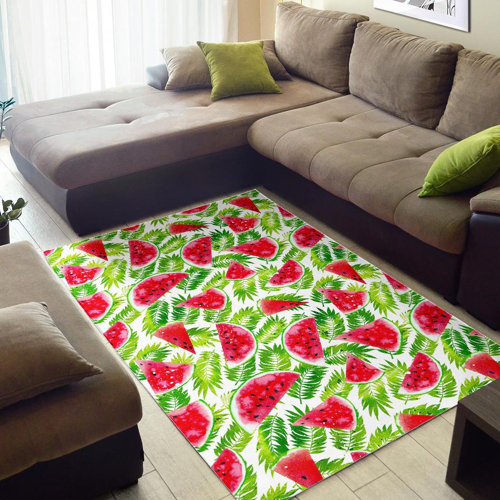White Summer Watermelon Pattern Print Area Rug GearFrost
