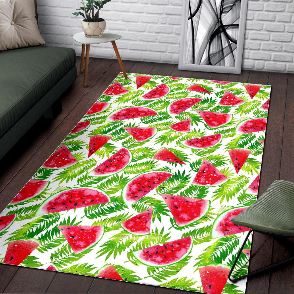 White Summer Watermelon Pattern Print Area Rug GearFrost