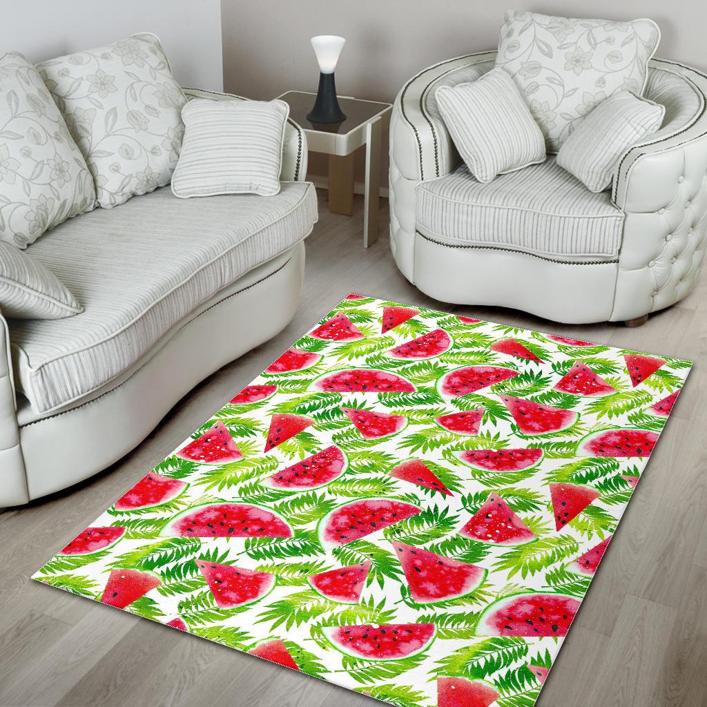 White Summer Watermelon Pattern Print Area Rug GearFrost