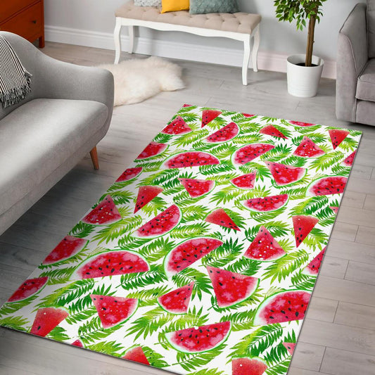 White Summer Watermelon Pattern Print Area Rug GearFrost