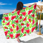 White Summer Watermelon Pattern Print Beach Sarong Wrap