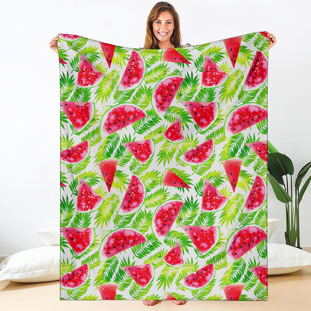 White Summer Watermelon Pattern Print Blanket