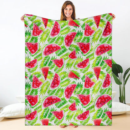 White Summer Watermelon Pattern Print Blanket