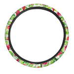 White Summer Watermelon Pattern Print Car Steering Wheel Cover