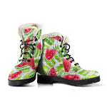 White Summer Watermelon Pattern Print Comfy Boots GearFrost