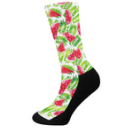 White Summer Watermelon Pattern Print Crew Socks