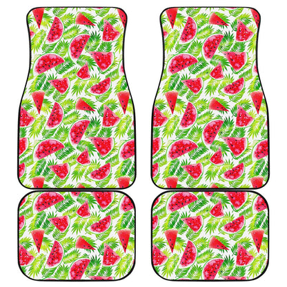 White Summer Watermelon Pattern Print Front and Back Car Floor Mats