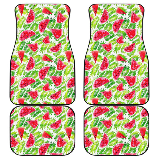 White Summer Watermelon Pattern Print Front and Back Car Floor Mats