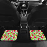 White Summer Watermelon Pattern Print Front and Back Car Floor Mats