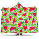 White Summer Watermelon Pattern Print Hooded Blanket
