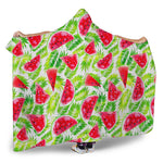 White Summer Watermelon Pattern Print Hooded Blanket