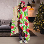 White Summer Watermelon Pattern Print Hooded Blanket