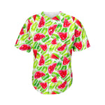 White Summer Watermelon Pattern Print Men's Baseball Jersey