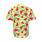 White Summer Watermelon Pattern Print Men's Baseball Jersey