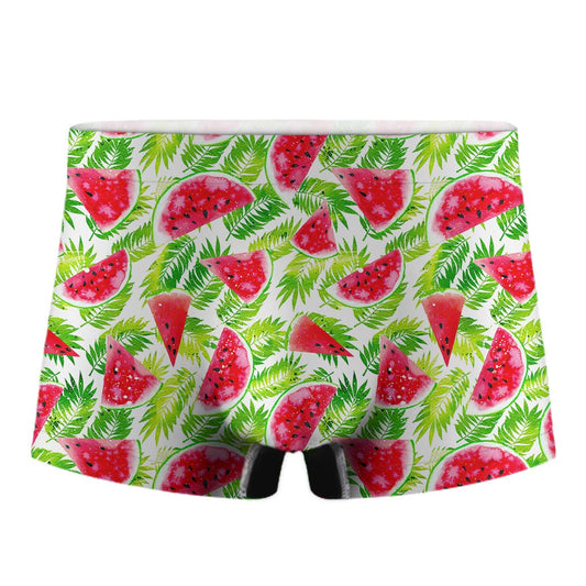 White Summer Watermelon Pattern Print Men's Boxer Briefs