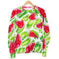 White Summer Watermelon Pattern Print Men's Crewneck Sweatshirt