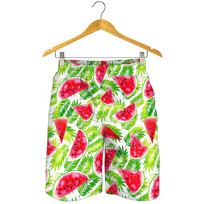 White Summer Watermelon Pattern Print Men's Shorts