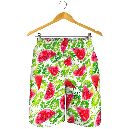 White Summer Watermelon Pattern Print Men's Shorts
