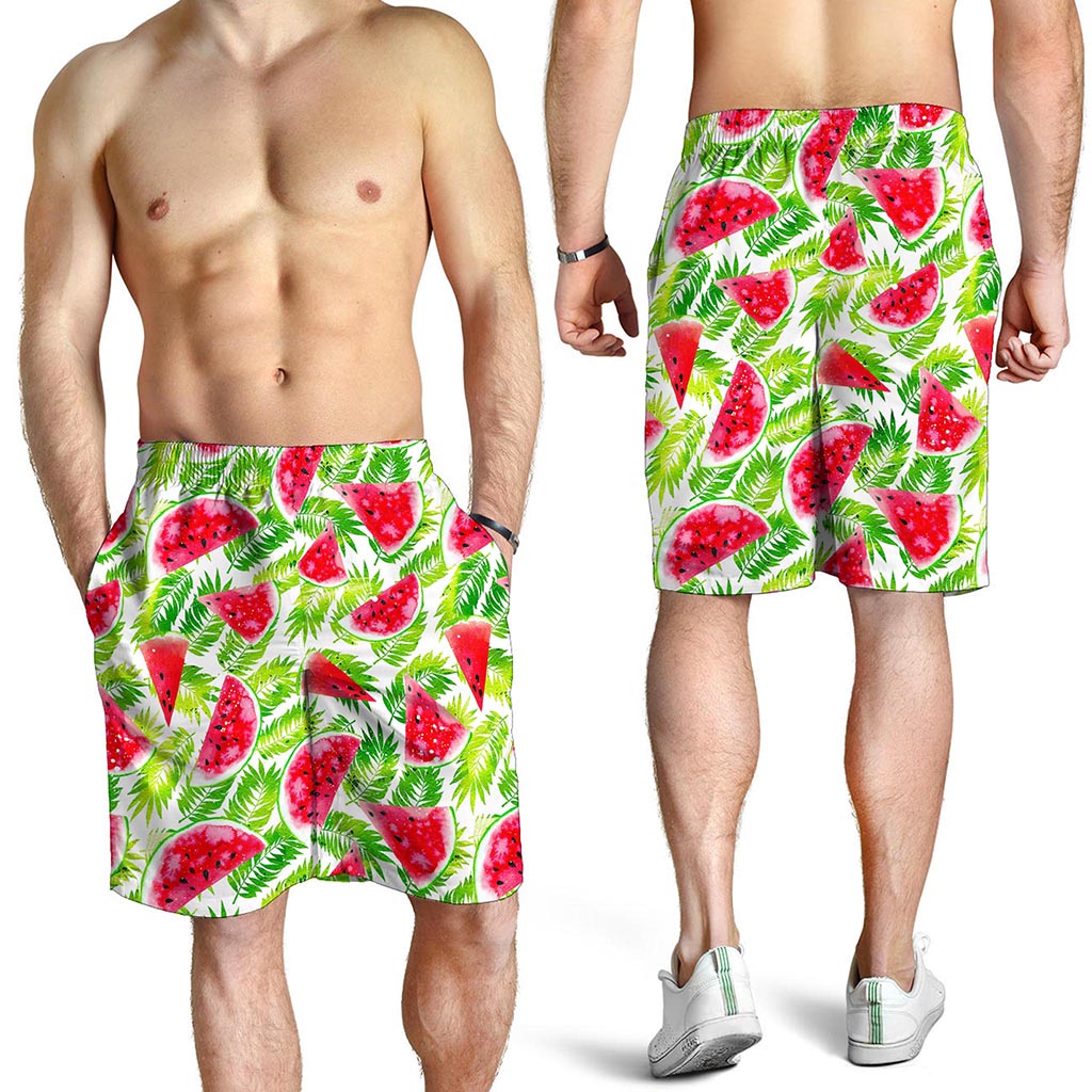 White Summer Watermelon Pattern Print Men's Shorts