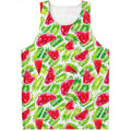 White Summer Watermelon Pattern Print Men's Tank Top
