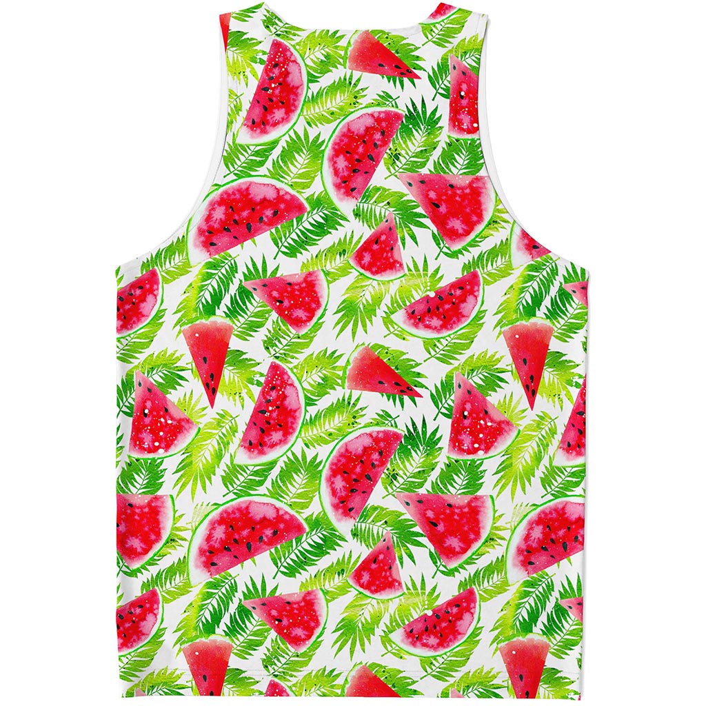 White Summer Watermelon Pattern Print Men's Tank Top