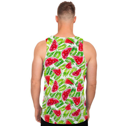 White Summer Watermelon Pattern Print Men's Tank Top