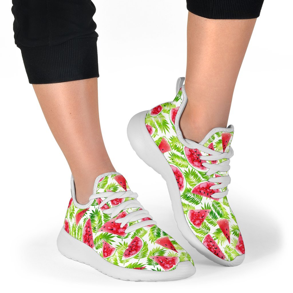 White Summer Watermelon Pattern Print Mesh Knit Shoes GearFrost