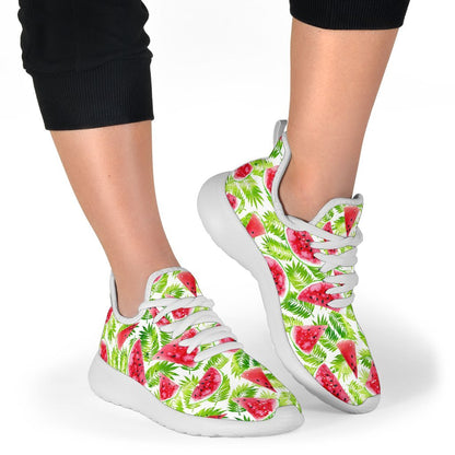 White Summer Watermelon Pattern Print Mesh Knit Shoes GearFrost
