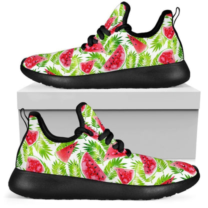 White Summer Watermelon Pattern Print Mesh Knit Shoes GearFrost
