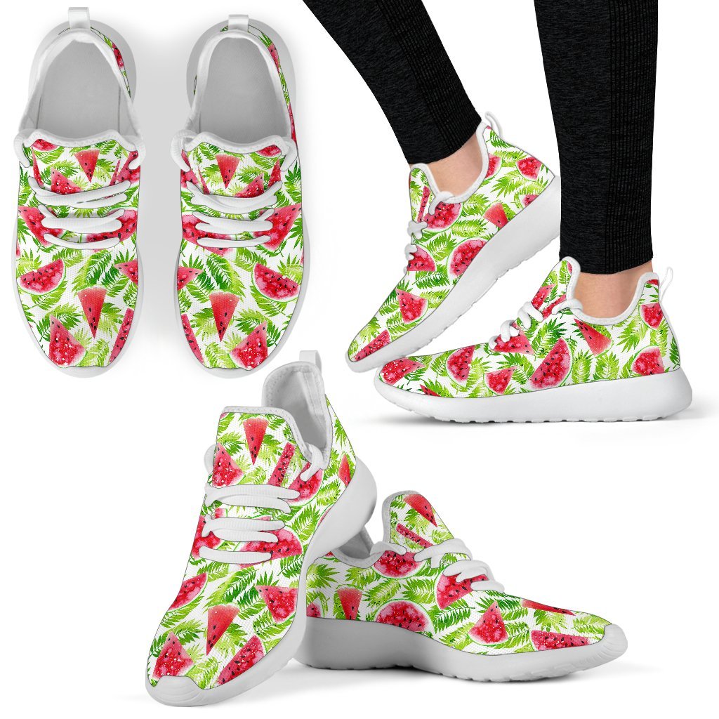 White Summer Watermelon Pattern Print Mesh Knit Shoes GearFrost