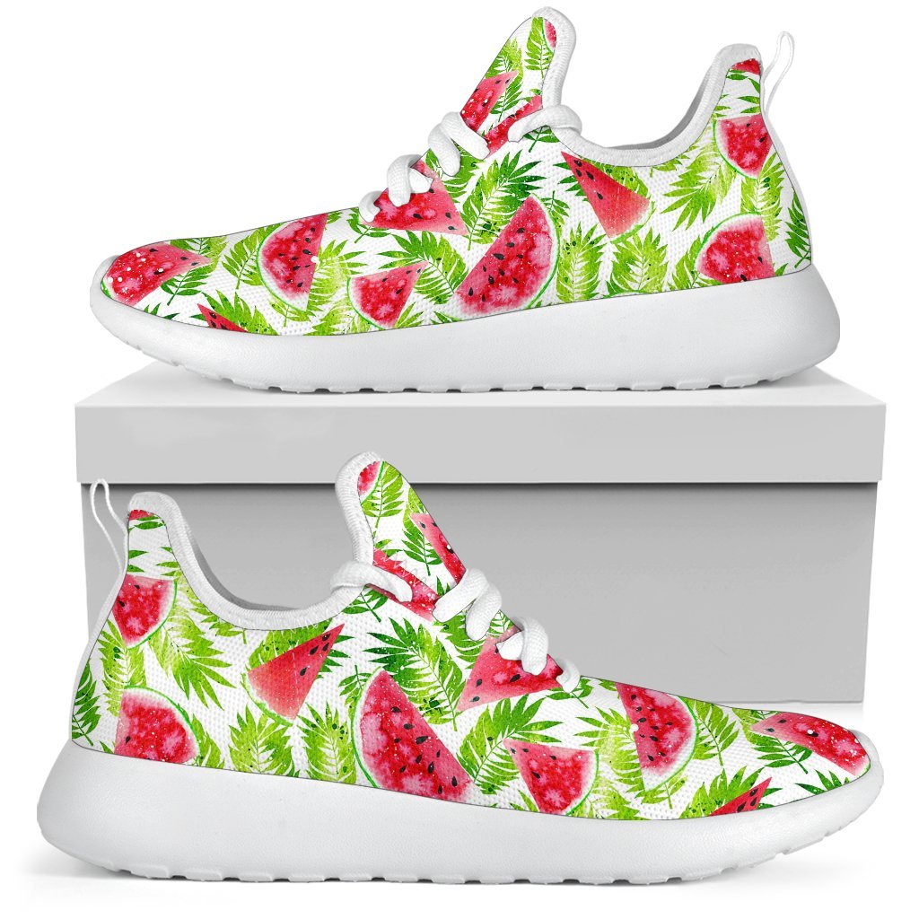 White Summer Watermelon Pattern Print Mesh Knit Shoes GearFrost
