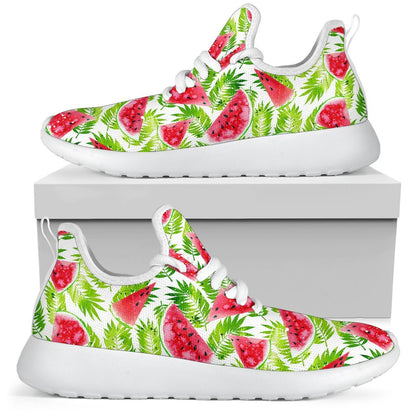 White Summer Watermelon Pattern Print Mesh Knit Shoes GearFrost