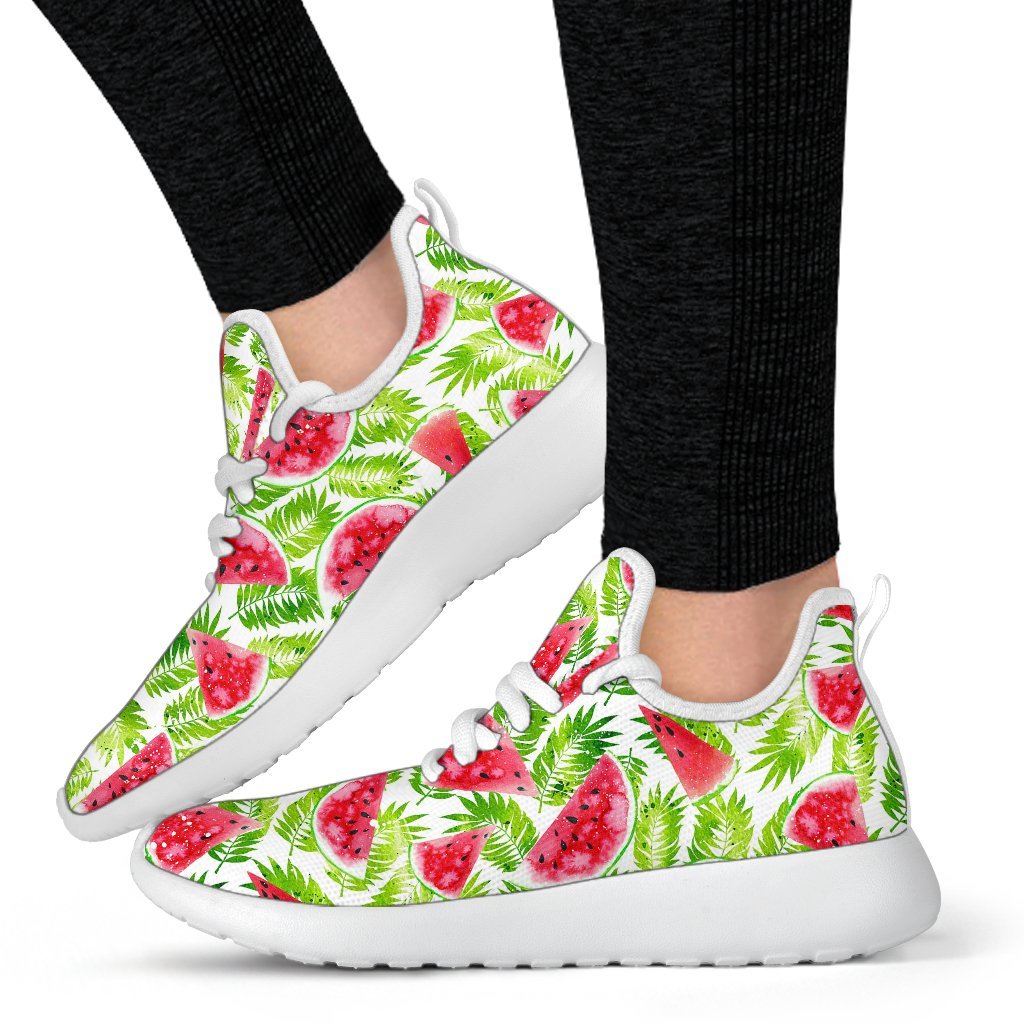 White Summer Watermelon Pattern Print Mesh Knit Shoes GearFrost