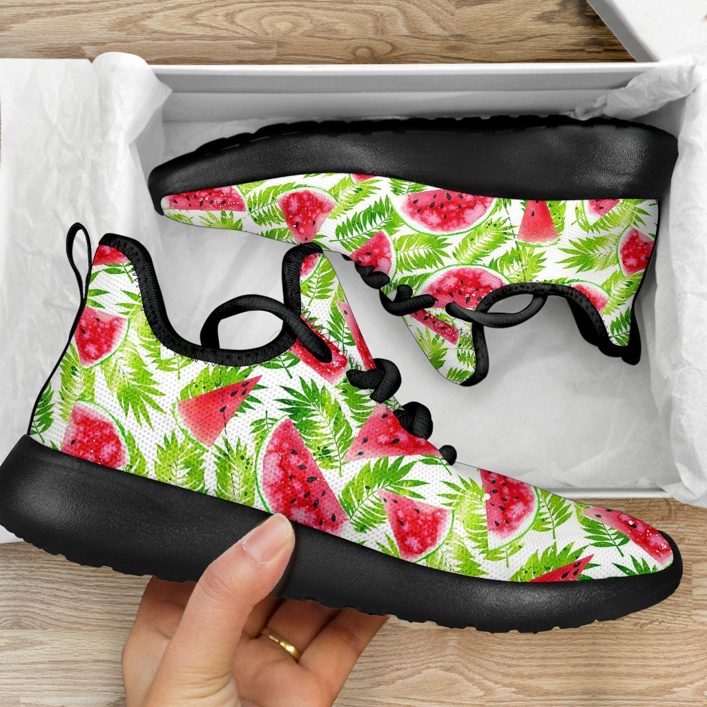 White Summer Watermelon Pattern Print Mesh Knit Shoes GearFrost