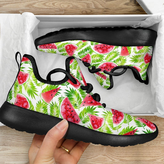 White Summer Watermelon Pattern Print Mesh Knit Shoes GearFrost