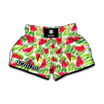 White Summer Watermelon Pattern Print Muay Thai Boxing Shorts