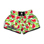 White Summer Watermelon Pattern Print Muay Thai Boxing Shorts