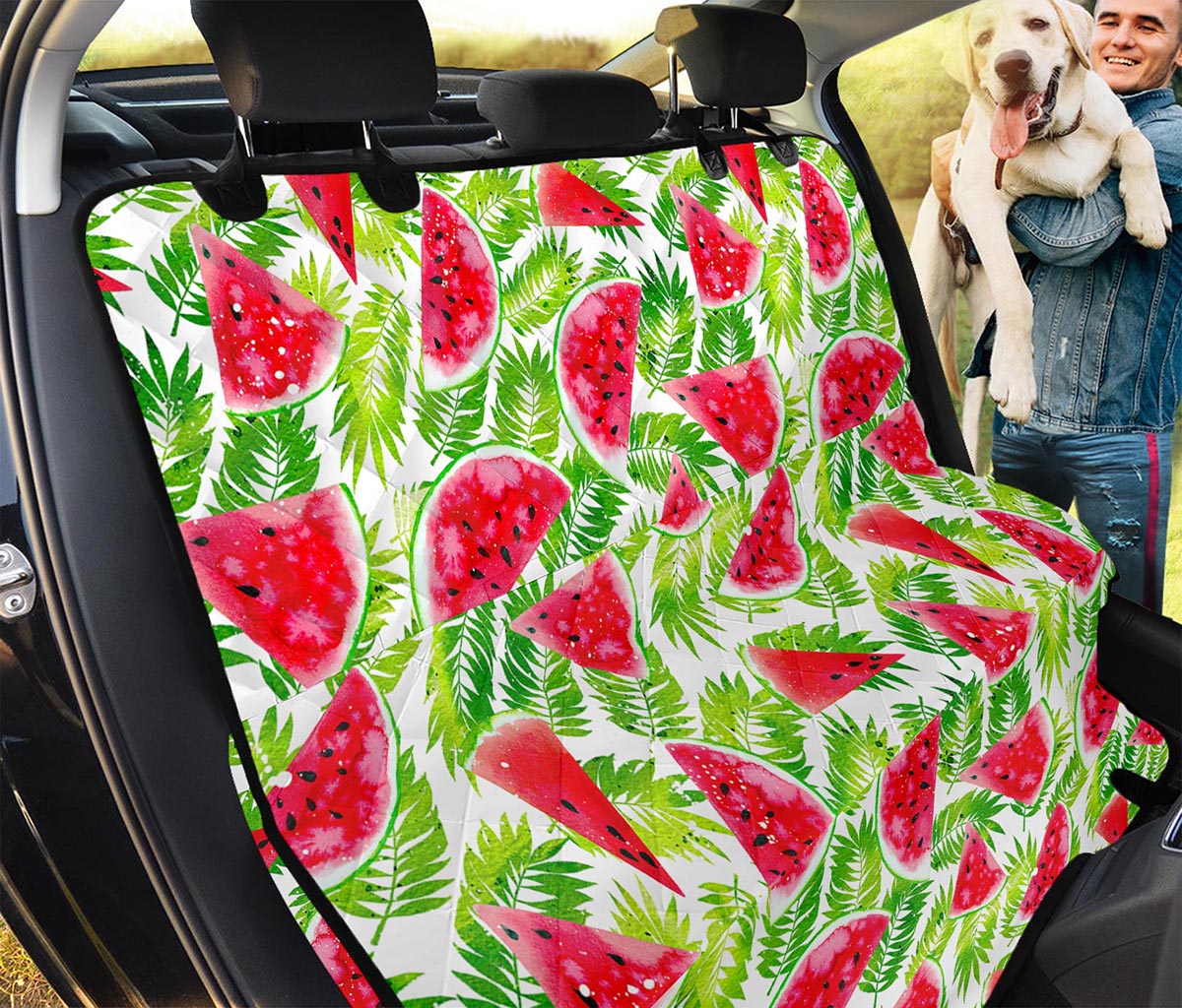 White Summer Watermelon Pattern Print Pet Car Back Seat Cover
