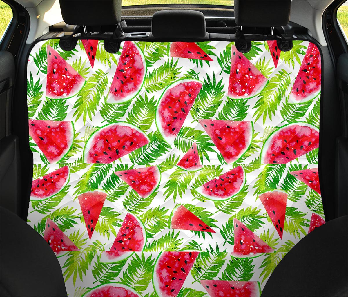 White Summer Watermelon Pattern Print Pet Car Back Seat Cover