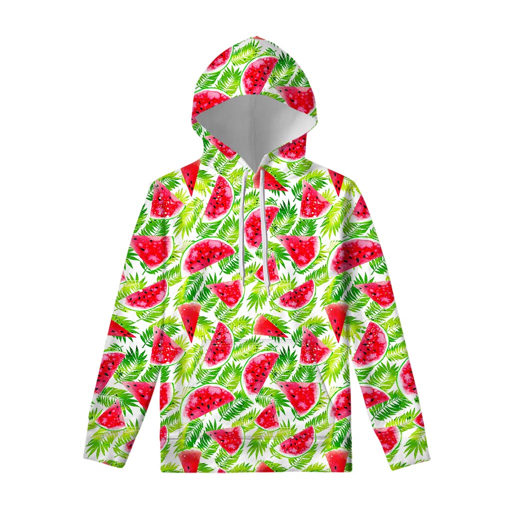 White Summer Watermelon Pattern Print Pullover Hoodie