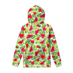 White Summer Watermelon Pattern Print Pullover Hoodie